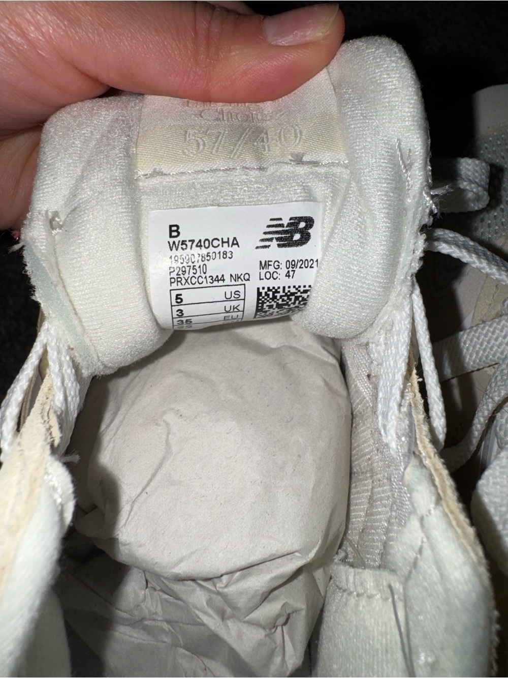 nib NEW BALANCE WMNS 57/40 'SEA SALT' sz 5 - Picture 3 of 4